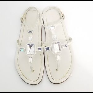 Miu Miu White Leather Jewel Sandals Italy 36.5